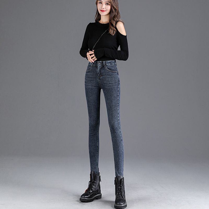 Stretch Højtaljede Jeans Dame Skinny Slim