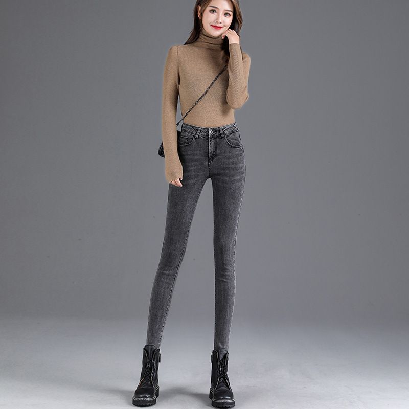Stretch Højtaljede Jeans Dame Skinny Slim