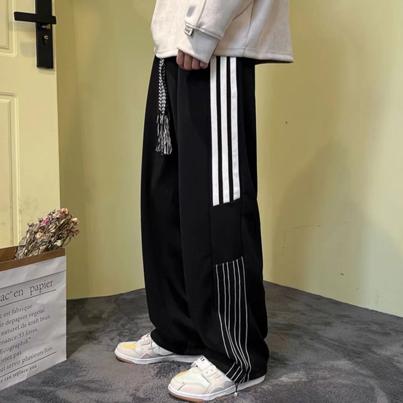 Stribede Lige Joggingbukser Til Mænd Løse Casual Basketball