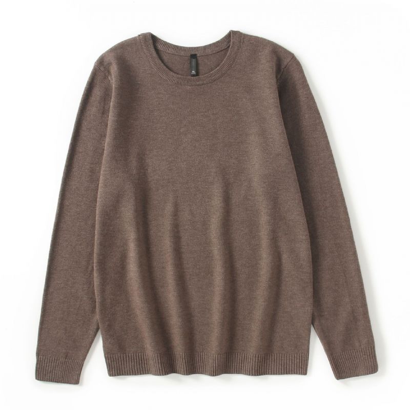 Strik Til Mænd Ensfarvet Sweater Pullover Med Rund Hals