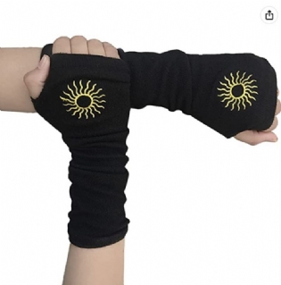 Strikkede Ærmer Ninja Half Finger Handsker Moon Satan Cross Anti-snavs Varm Skede