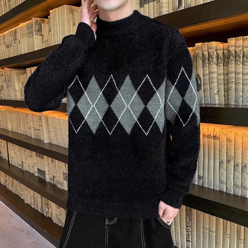 Sweater Mænd Halv Rullekrave Tykt Afsnit Varm Efterår Og Vinter Trend