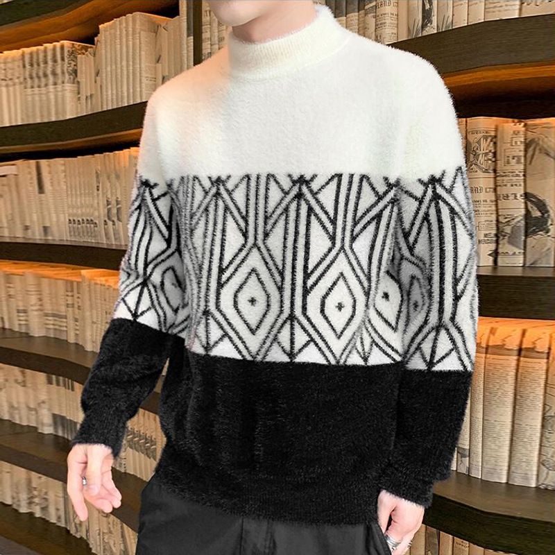 Sweater Mænd Halv Rullekrave Tykt Afsnit Varm Efterår Og Vinter Trend
