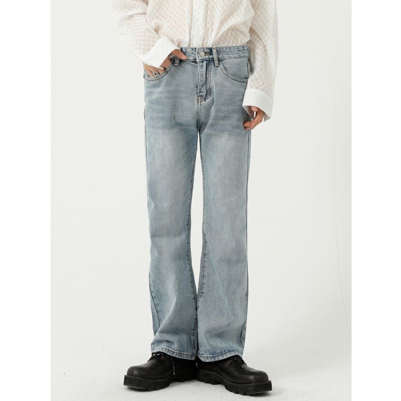 Trend Personlighed Lige Mikro Trompet Ensfarvede Jeans Mænd