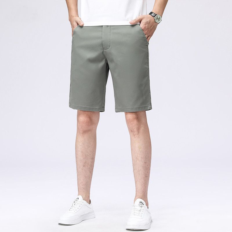 Tynde Shorts Til Mænd Lige Løs Afslappet Trendy Khaki Fem Point