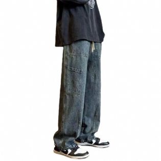 Vintage Cargo Jeans Mænd Løse Wide Ben Straight Leg Bukser