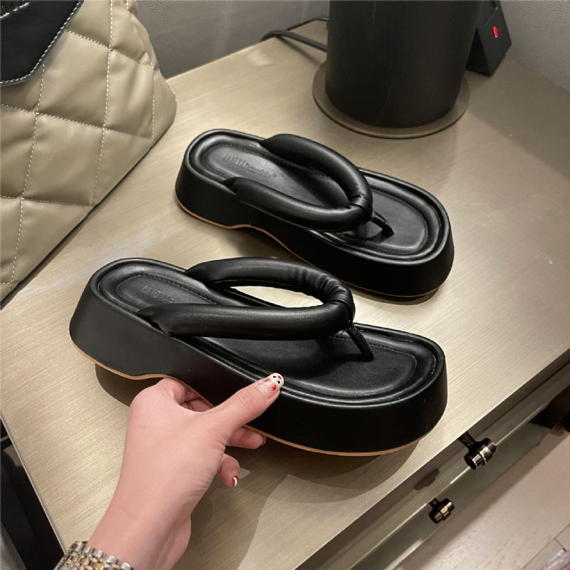 Muffin Sandaler Med Tykke Såler Kvinders Sommer 2023 Nye Trendy Flip-flop Hjemmesko