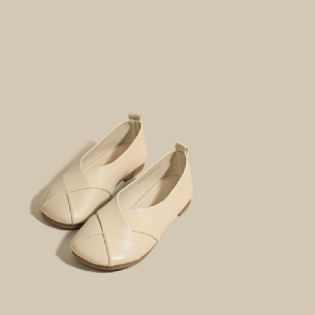 Doudou Sko Kvinders Nye Fladbundede Runde Tå Slip-on Blødsåler Bedstemor Flade Sko Kjole Sko