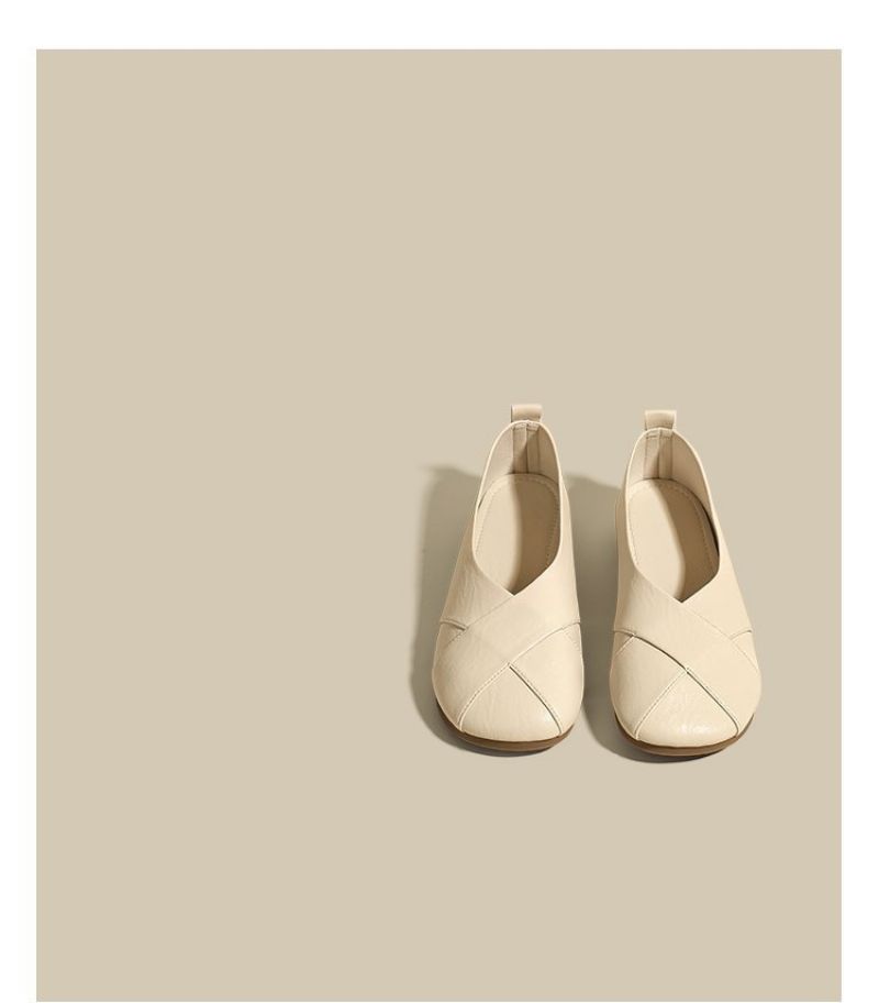 Doudou Sko Kvinders Nye Fladbundede Runde Tå Slip-on Blødsåler Bedstemor Flade Sko Kjole Sko