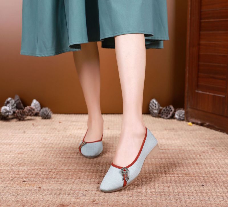 Flade Sko Til Kvinder Forår Og Efterår 2023 Nye Flad Bund Slip-on Retro Arbejde Blød Lavvandet Mund Bedstemor Sko Doudou Sko