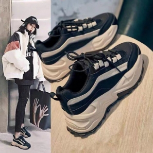 Kvinders Trendy 2023 Forår Og Efterår Nye Afslappede Tyksålede Elevhævende Sneakers Efterårstrend