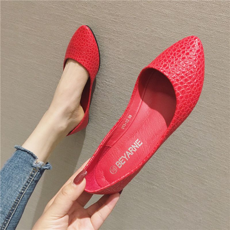 Laklæder Føl Præget Slangetryk Flad Hæl Dame Flats Classic Bådsko