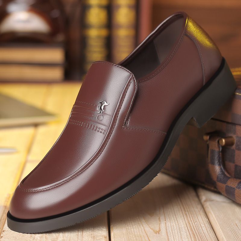 2019 Ægte Læder Mænds Business Slip-on Kjole Sko Far Herre Sko