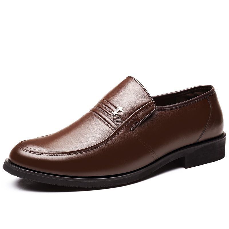 2019 Ægte Læder Mænds Business Slip-on Kjole Sko Far Herre Sko