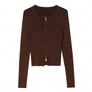 2023 Bomuld Cardigan Strikket Sweater Dame Rund Hals Blandet Farve