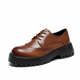 2023 Nye Kjole Sko Tyk Bund Brogue Sko Læder Flade Sko Retro Damesko