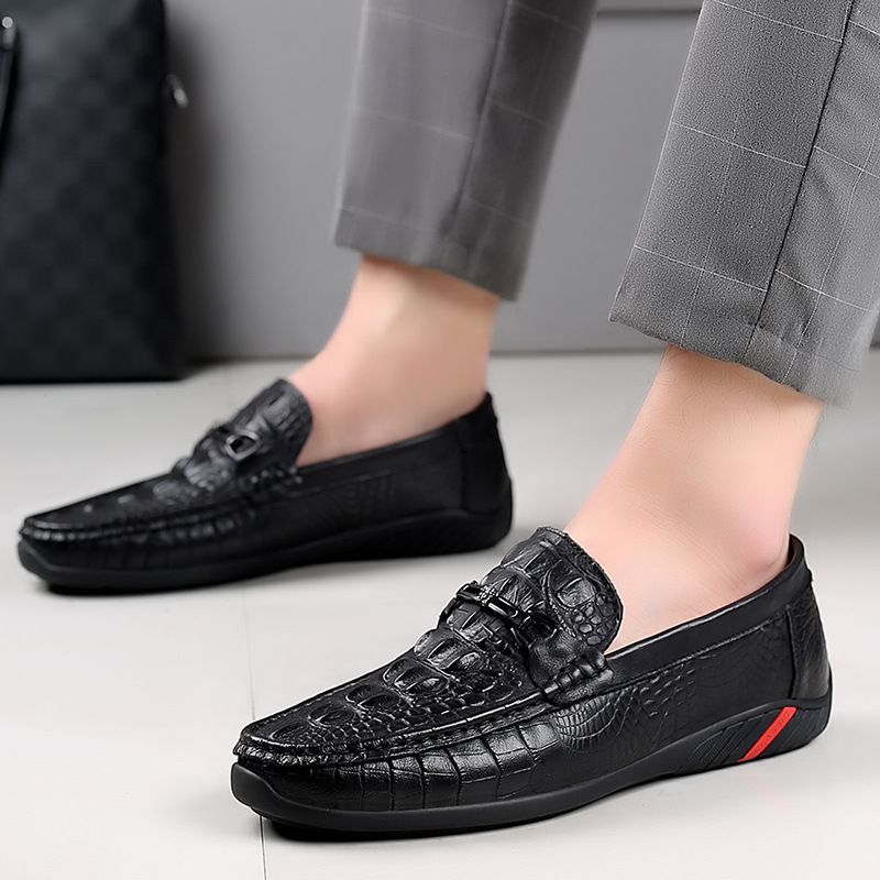 2023 Nye Mode Herresko Far Krokodille Mønster Ærter Sko Kohud Herre Åndbare Business Casual Sko Trend