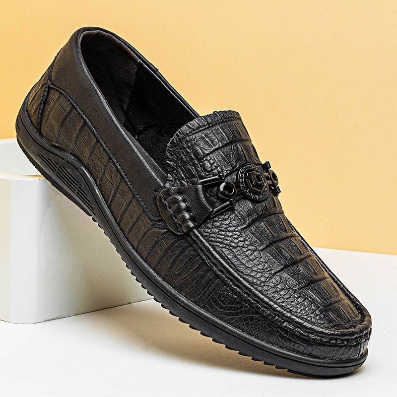 2023 Nye Mode Herresko Far Krokodille Mønster Ærter Sko Kohud Herre Åndbare Business Casual Sko Trend