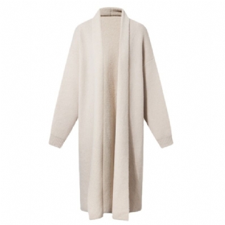 2023 Strikket Cardigan Jakke Dame Lang Knæ Løs Sweater Trend