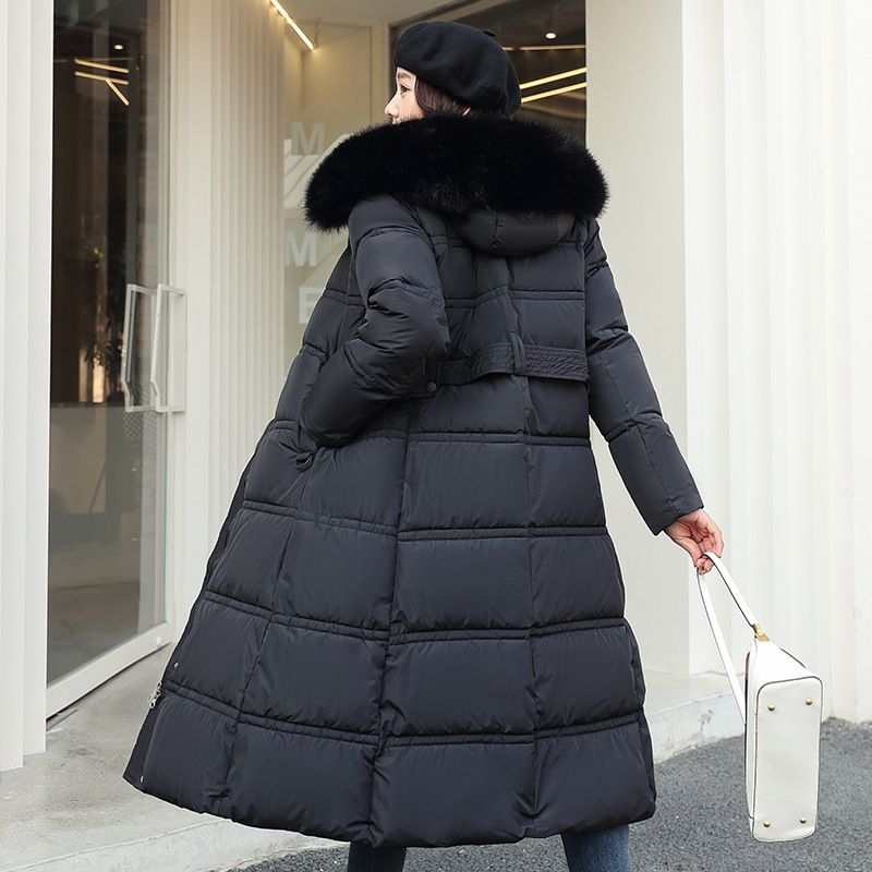 Bomuldsjakke Dame Mellemlang Hætte Med Slim Fit Kold