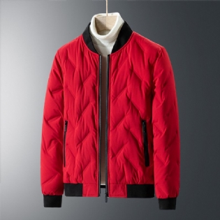 Bomuldsjakke Herre Cardigan Baseball Uniform Stand Krave Lynlås Stribe Mode