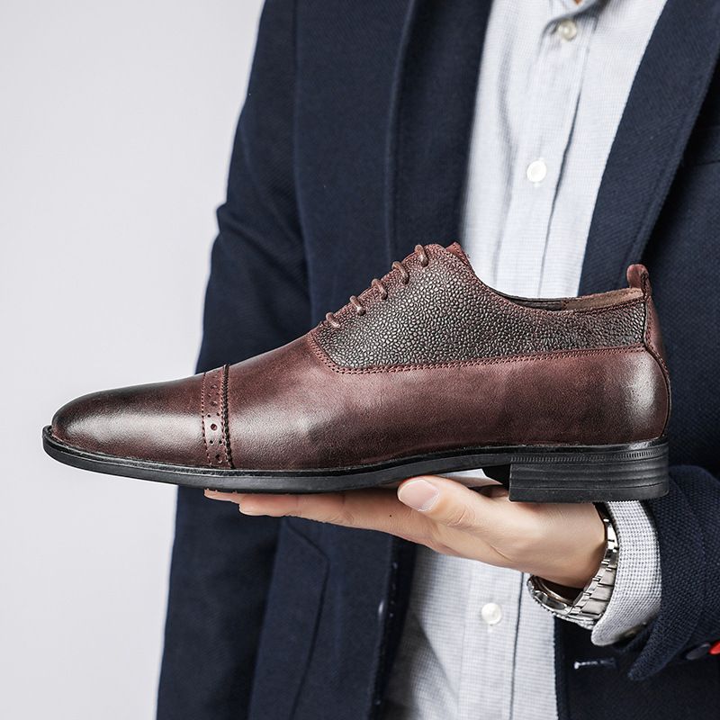 Brogue Sko Herresko Forår Retro Business Kjole Læder Bryllup Brudgom Sko Mandlige