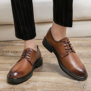 Brogue Sko Spidstå Kjole Sko Herre Vinter Nye Indre Forhøjning Business Casual Sko Okselæder