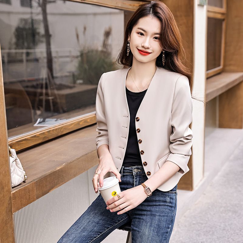 Casual Cropped Coat Dame 2023 Elegance Blazers Top