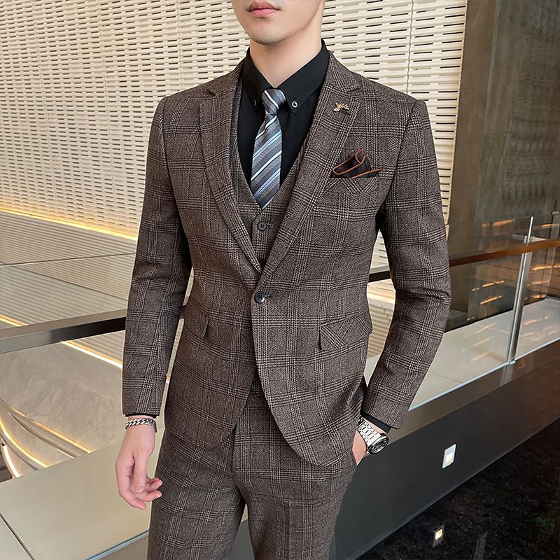 Casual Suit Herrefrakke Trendy Slank Smuk Tredelt Kjole