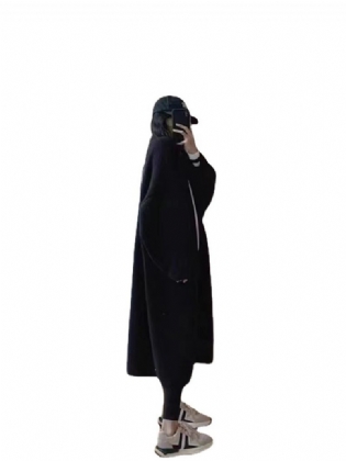 Dame Mellemlang Strikket Cardigan 2023 Løs Retro Sweater Frakke