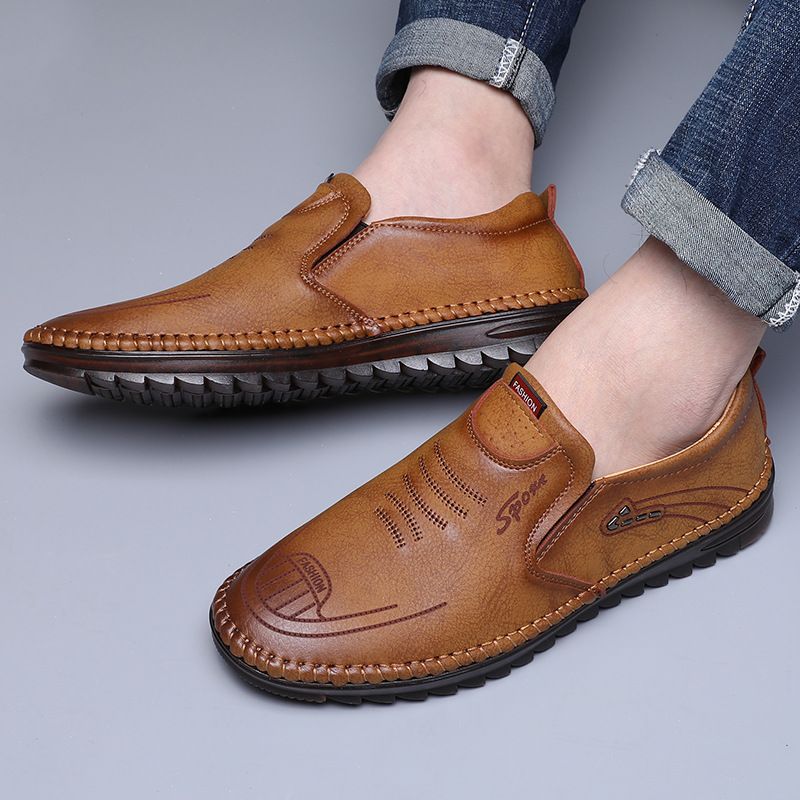 Dress Sko Herre Sommer Afslappet Sko Blødsålede Køresko Slip-on Trendy Åndbare Ærter Sko Til Mænd