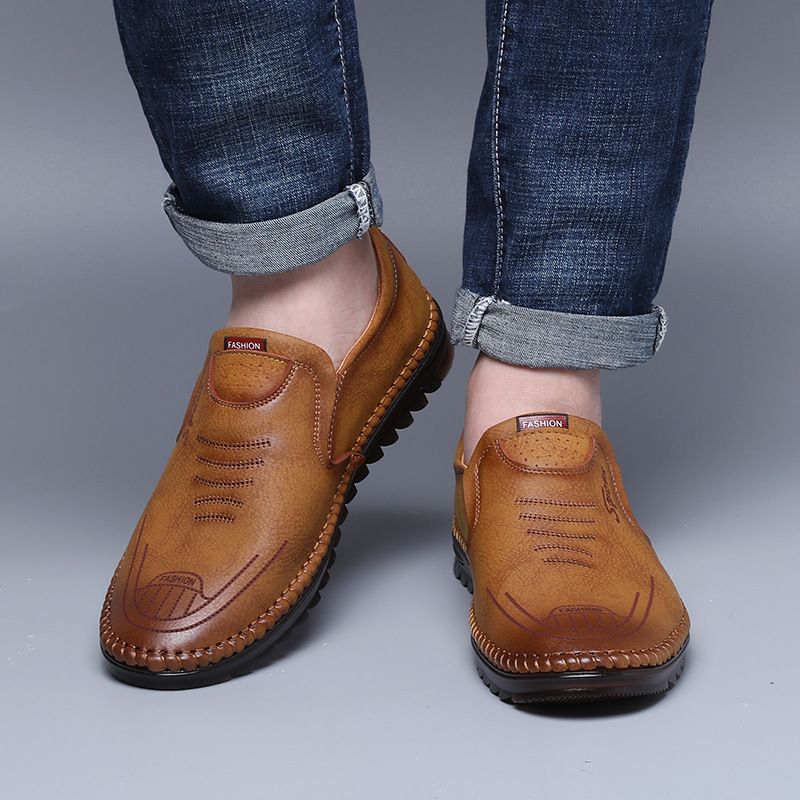 Dress Sko Herre Sommer Afslappet Sko Blødsålede Køresko Slip-on Trendy Åndbare Ærter Sko Til Mænd