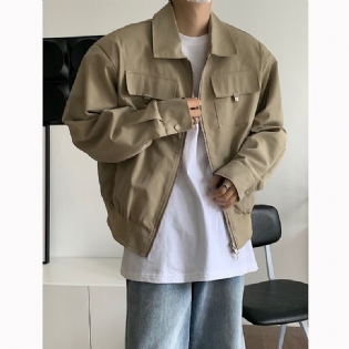 Herre Cargo Jacket 2023 Solid Loose Fit