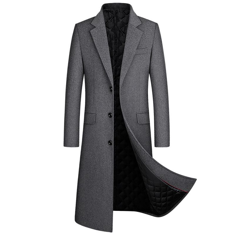 Herre Ulden Frakke Slim Fit Lang Tyk