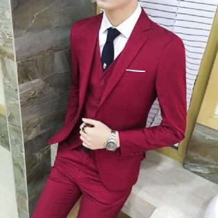 Herredragt Bryllup Business Casual Slank Professionel Formelt Bryllupsdragt I Tre Dele