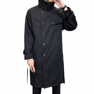 Herrejakke 2023 Ensfarvet Business Casual Lang Trenchcoat