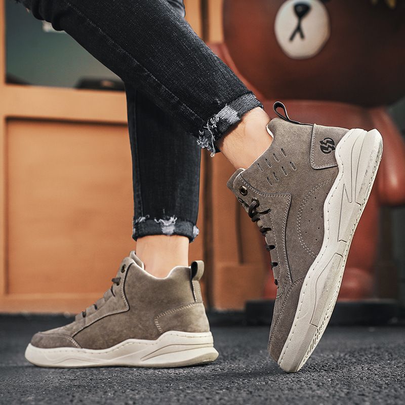 Herresko 2023 Efterår Og Vinter Nye High-top Sneakers Studerende Trendy Sko Afslappet Sportssko Herre