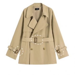 Khaki Trenchcoat Til Kvinder 2023 Trendy Kort Tynd Frakke