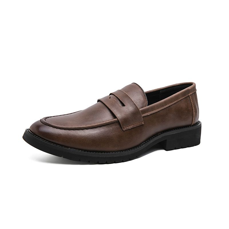 Kjolesko Herre 2023 Forår Og Efterår Nye Slip-on Retro Sætfods Rundtåede Loafers Afslappede Herresko