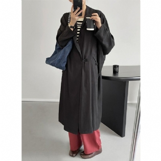 Knælang Trenchcoat Dame 2023 Afslappet Lang Frakke