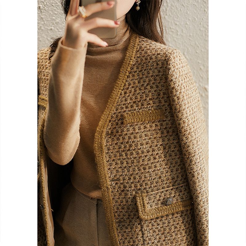 Kvinders Ulden Frakke Er Retro High-end Løs Kort Top