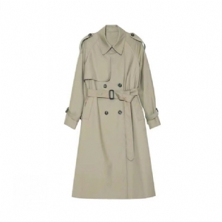 Lang Trenchcoat Dame 2023 Dobbeltradet Frakke