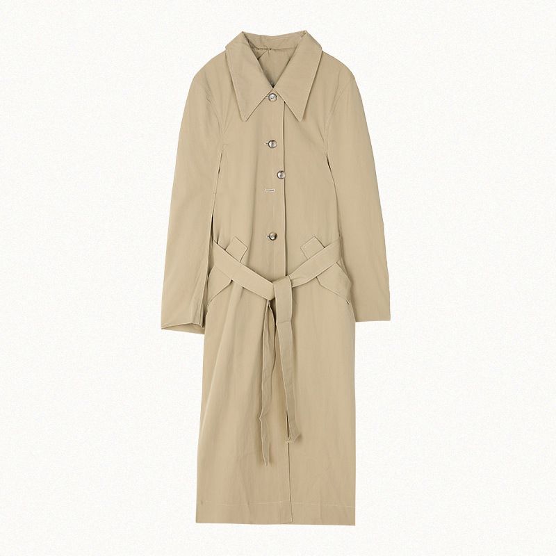 Lapel Lang Windbreaker Dame 2023 Afslappet Temperament Frakke
