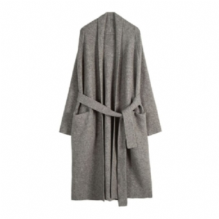 Løs Stor Sweater Strikket Cardigan Mellemlang Frakke Kvinder