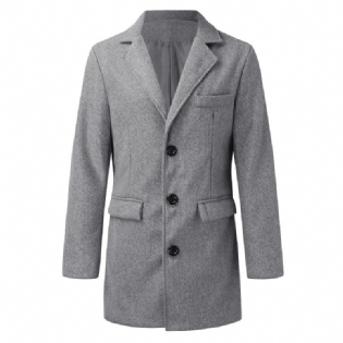 Mænd Lang Trench Coat Stand Krave Uldjakke