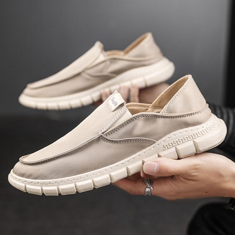 Mænds Forårs Slip-on Stofsko Mode Flade Ærter Sko Lærred Sko Herresko