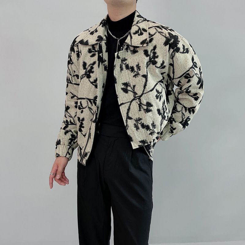 Mænds Jakke Casual Print Lapel Loose Floral