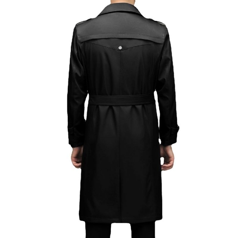 Mænds Lang Trenchcoat Løs Business Casual Dobbeltradet Trend