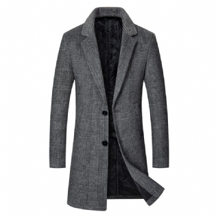 Mænds Lang Uldfrakke Forretningsdragt Casual Slim Fit