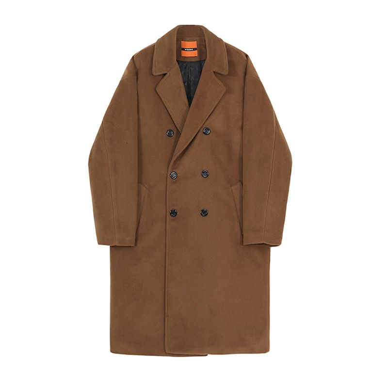 Mellemlang Windbreaker Herre Fortykket Trendy Ulden Frakke Løs Afslappet